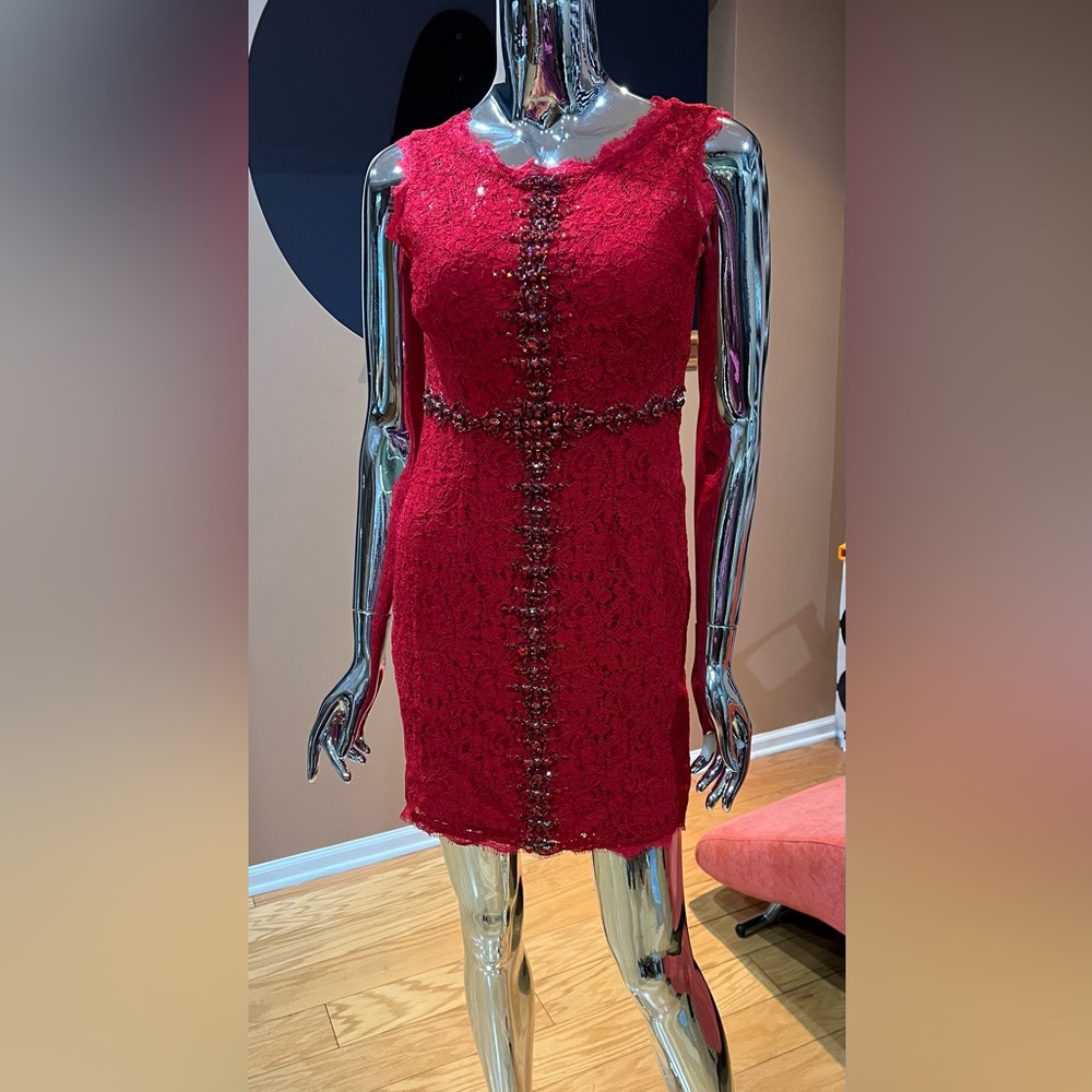 Adrianna Papell Ruby Lace Mini Dress